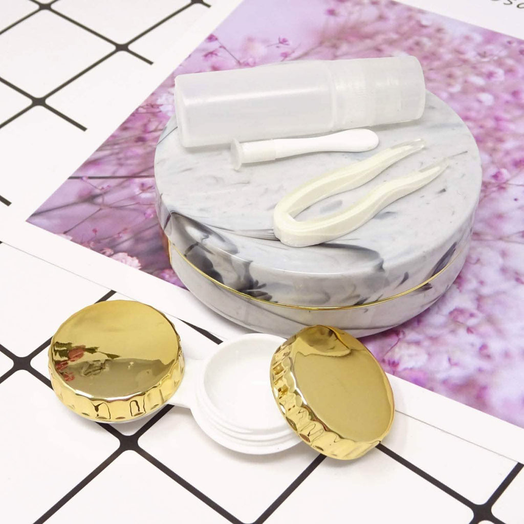 Honbay Fashion Marble Contact Lens Case with Mirror