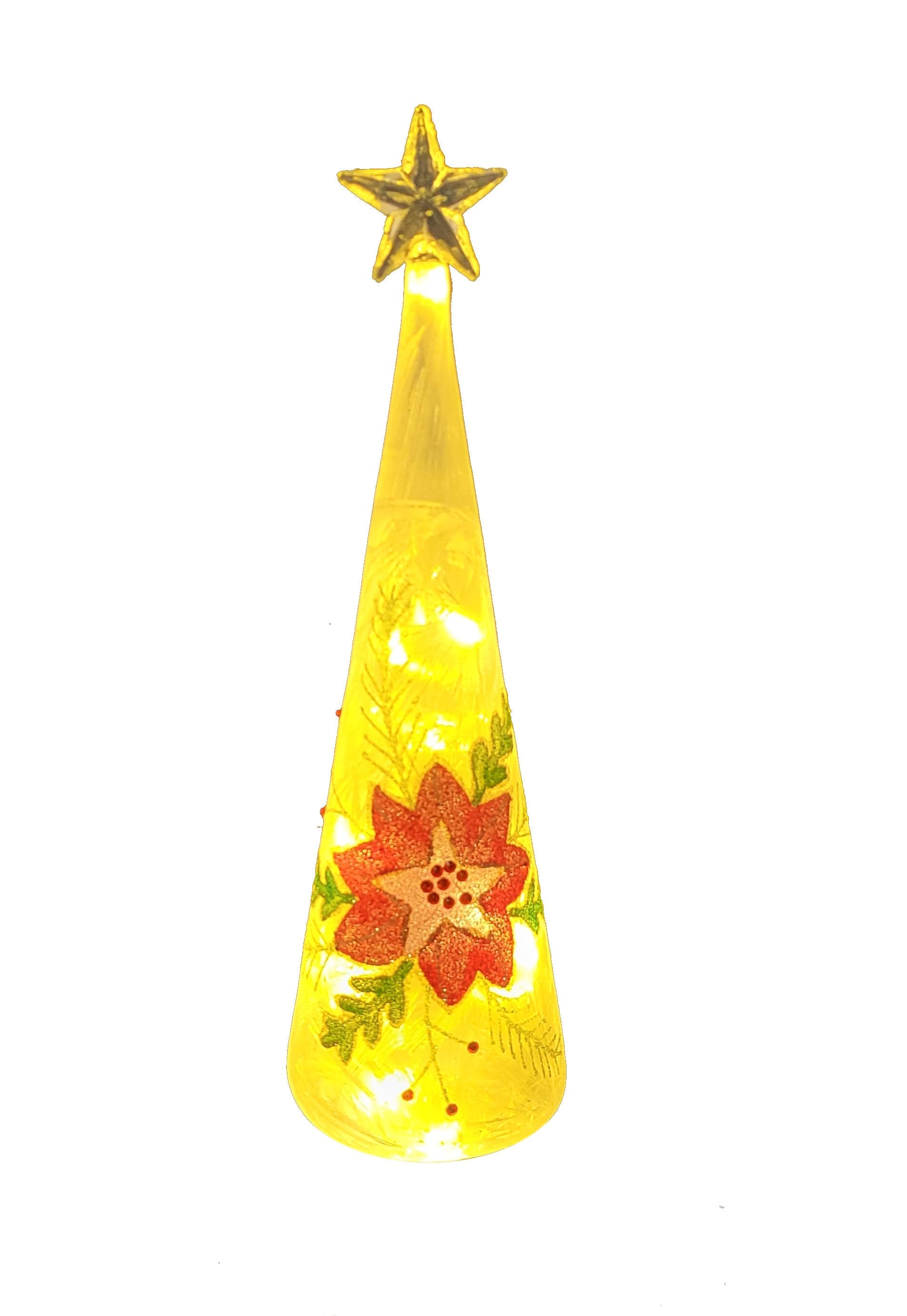 LED Glass Poinsettia Tree - Medium