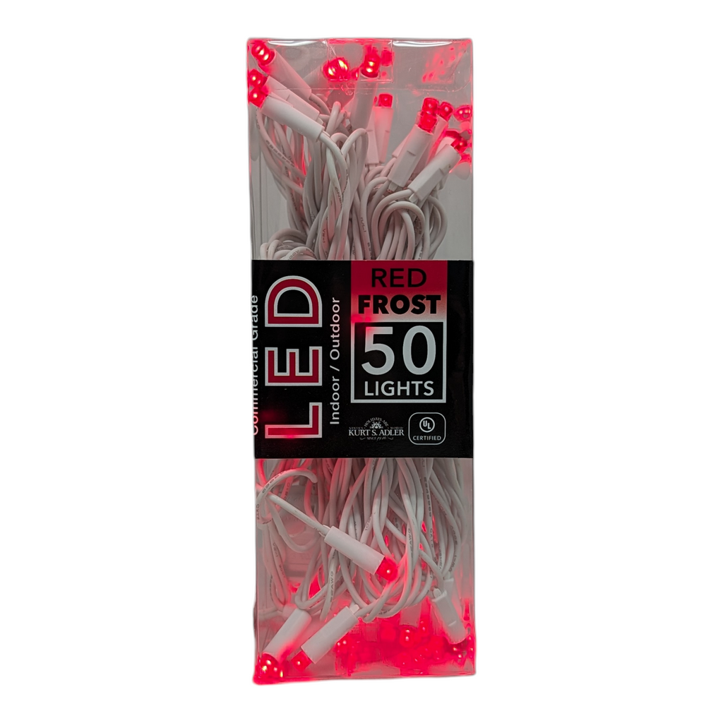 50-Light 5mm Red Frosted LED White Wire Light Set
