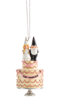 Couple on Wedding Cake Ornament - Just Married