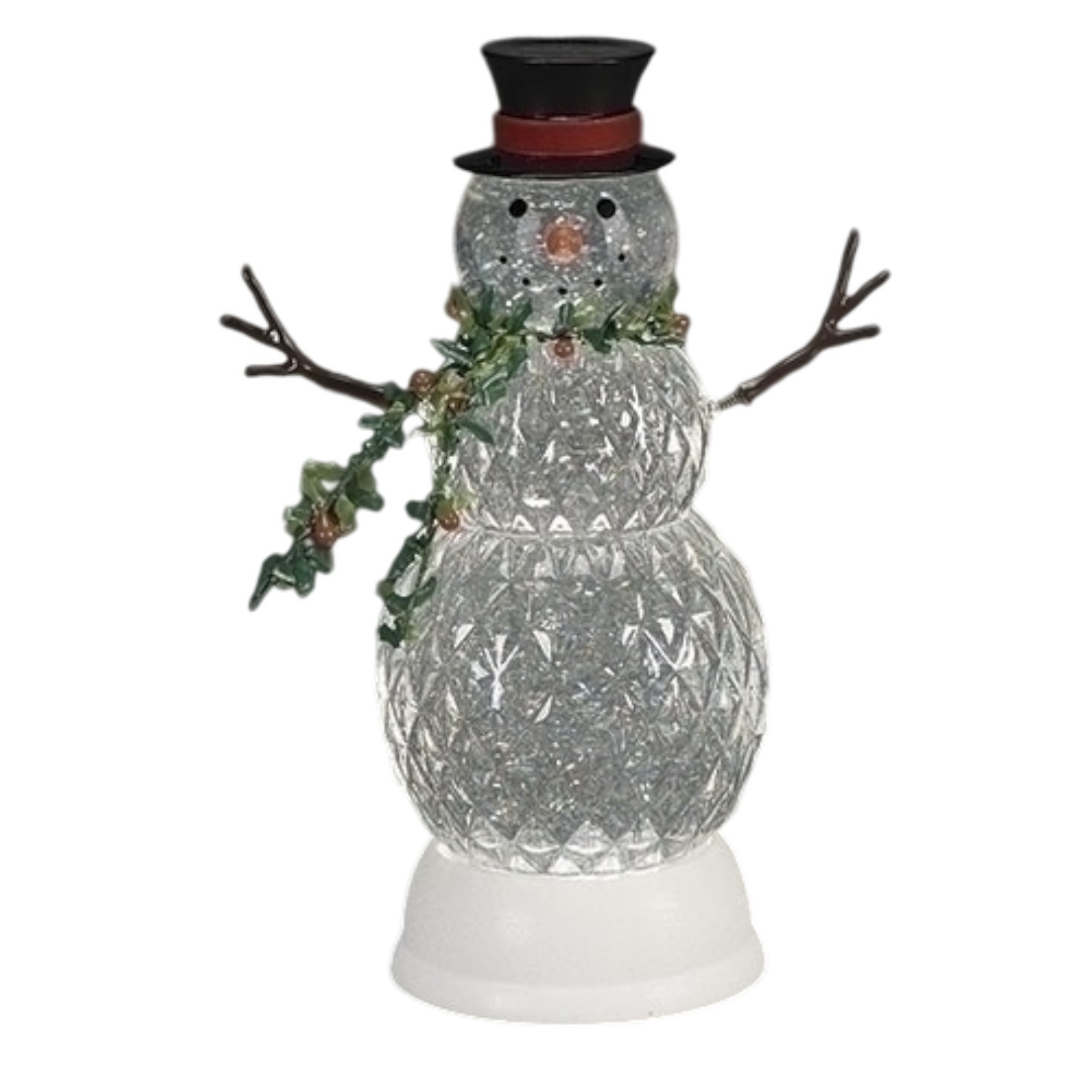 Lighted Swirl Faceted Snowman Water Globe