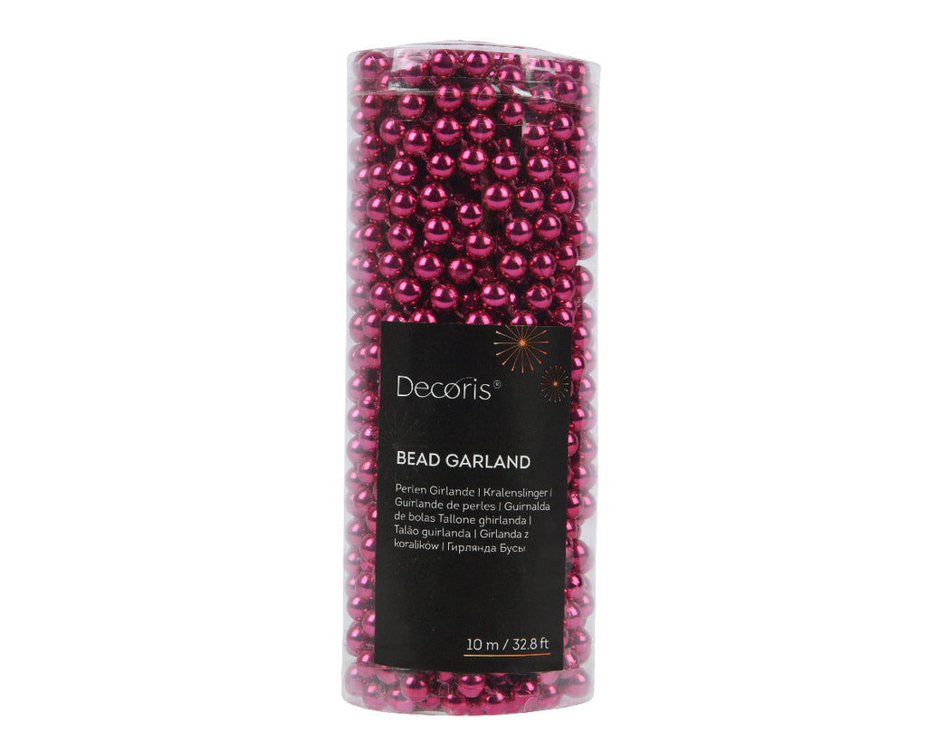 Shiny Bead Garland - Festive Pink - 32.8 Feet Long