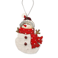 Wood and Fur Snowman Ornament - Stocking Hat