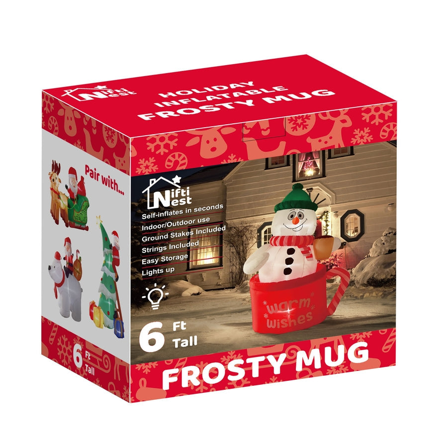Christmas Inflatable Decoration Snowman in the Mug Cup
