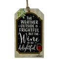 Wooden Plaid Gift Tag Ornament - The Wine Is So Delightful
