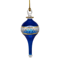 Lattice Glass Ornaments With Gold Accents - Blue Stretched Teardrop
