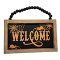 Wooden Hanging 8 Inch Sign - Haunted Welcome