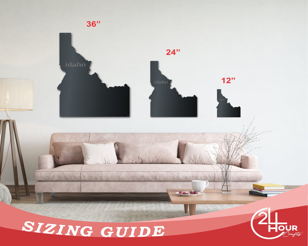Metal Idaho Wall Art - Custom Metal US State Sign - 14 Color Options