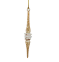 Outer Swirl Icicle Glass Ornaments - Gold - Clear Center