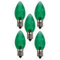 C7 Faceted Led Bulb - 5 Piece - Green