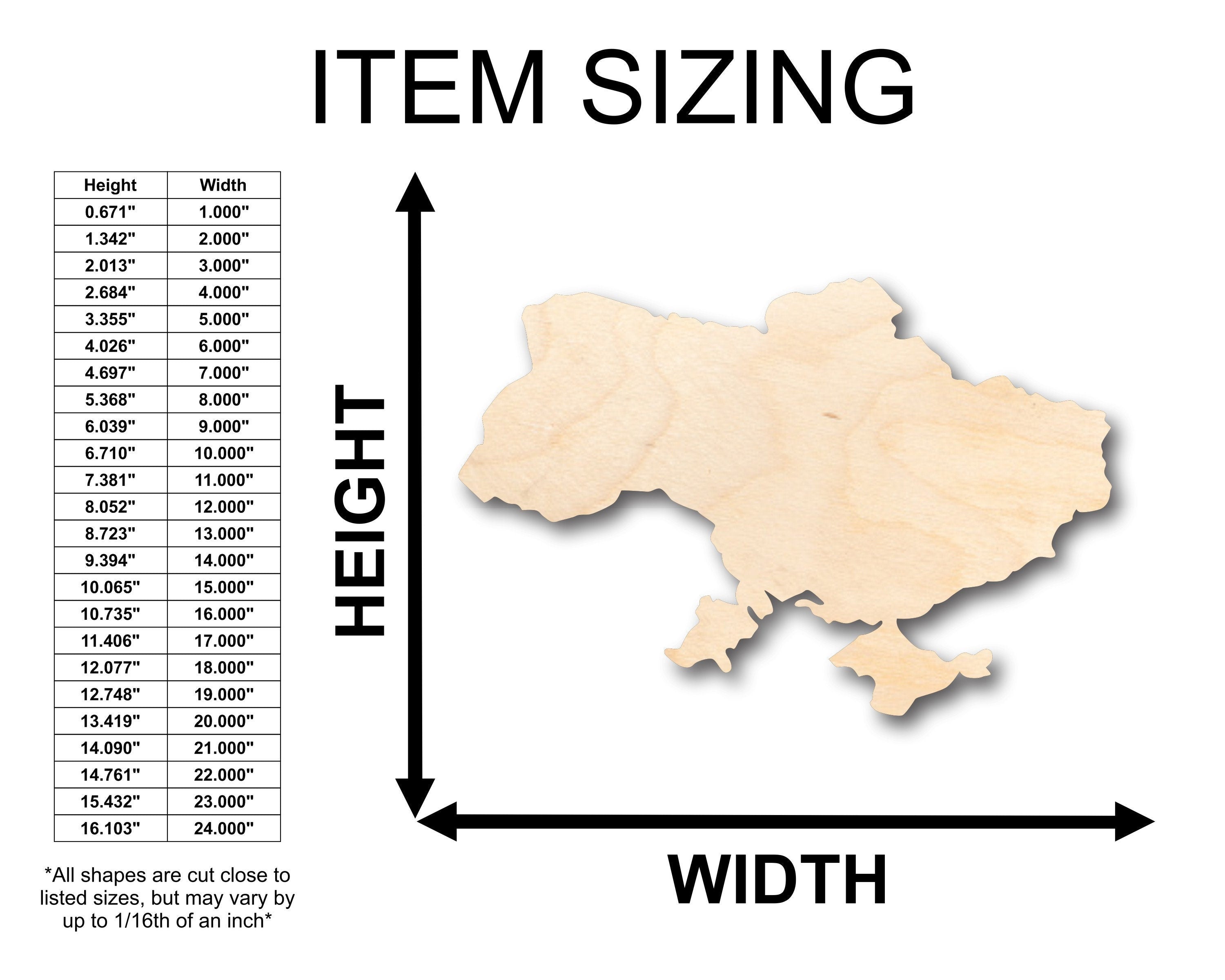Unfinished Wood Ukraine Shape - Country - Craft - up to 46"  DIY