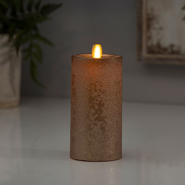 Luminara Rose Gold Metalic Moving Flame Pillar