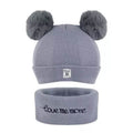 Infant Baby Winter Warm Knit Bobble Beanie Hat with Scarf Set