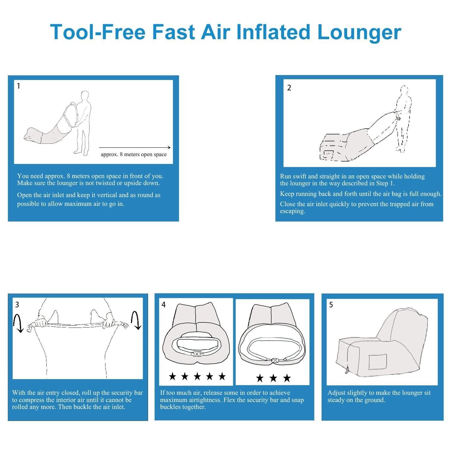 Inflatable Lounger Air Sofa Chair Couch with Portable Organizing Bag