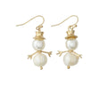 Gold Pearl Snowmen - Earrings