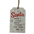 Wooden Plaid Gift Tag Ornament - Santa Said