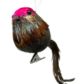 Holiday Bird Ornament - Pink With Brown