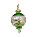 Etched Sphere Glass With Gold Accents - Green
