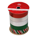 3/4 Inch Curling Ribbon - 5 Colors - 8 Feet Each - Red/White/Silver/Green/Candy Stripe