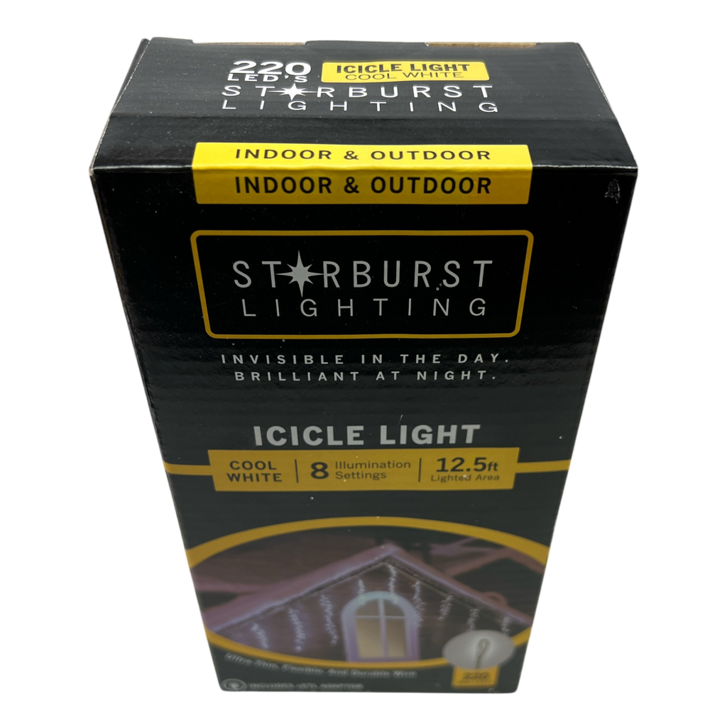 220-Light Starburst Cool White LED Icicle Light Set