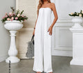 Casual Strapless Solid Color Wide-Leg Jumpsuit