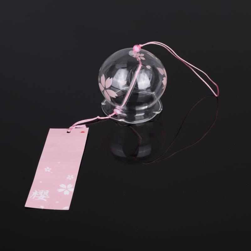 Japan Style Hand-paint Sakura Glass Wind Chimes Creative Gifts Painted Window & Door Hanging Bells Decorations Hanging Wind Chime Pendant Label Chimes Wind Bells Gift For Mom Home