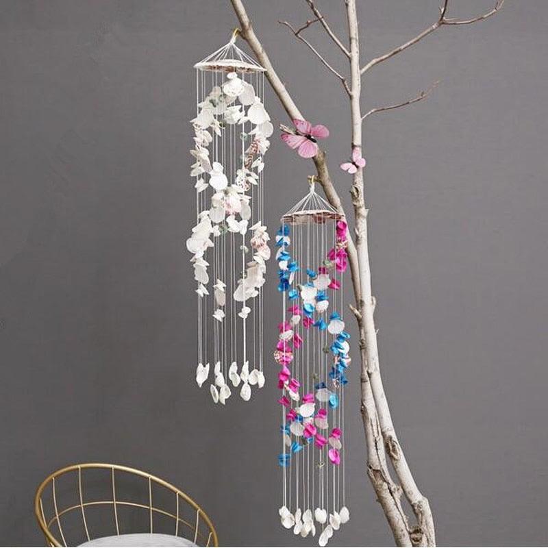 Japanese Wind Chimes Bells Hanging Ornaments Mobile Portable Waterproof Outdoor Wind-chime Mediterranean Style Home Garden Yard Decoration Natural Shell Wind Chimes Birthday Gifts