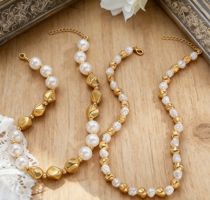 Light Luxury Irregular Metal & Faux Pearl Necklace
