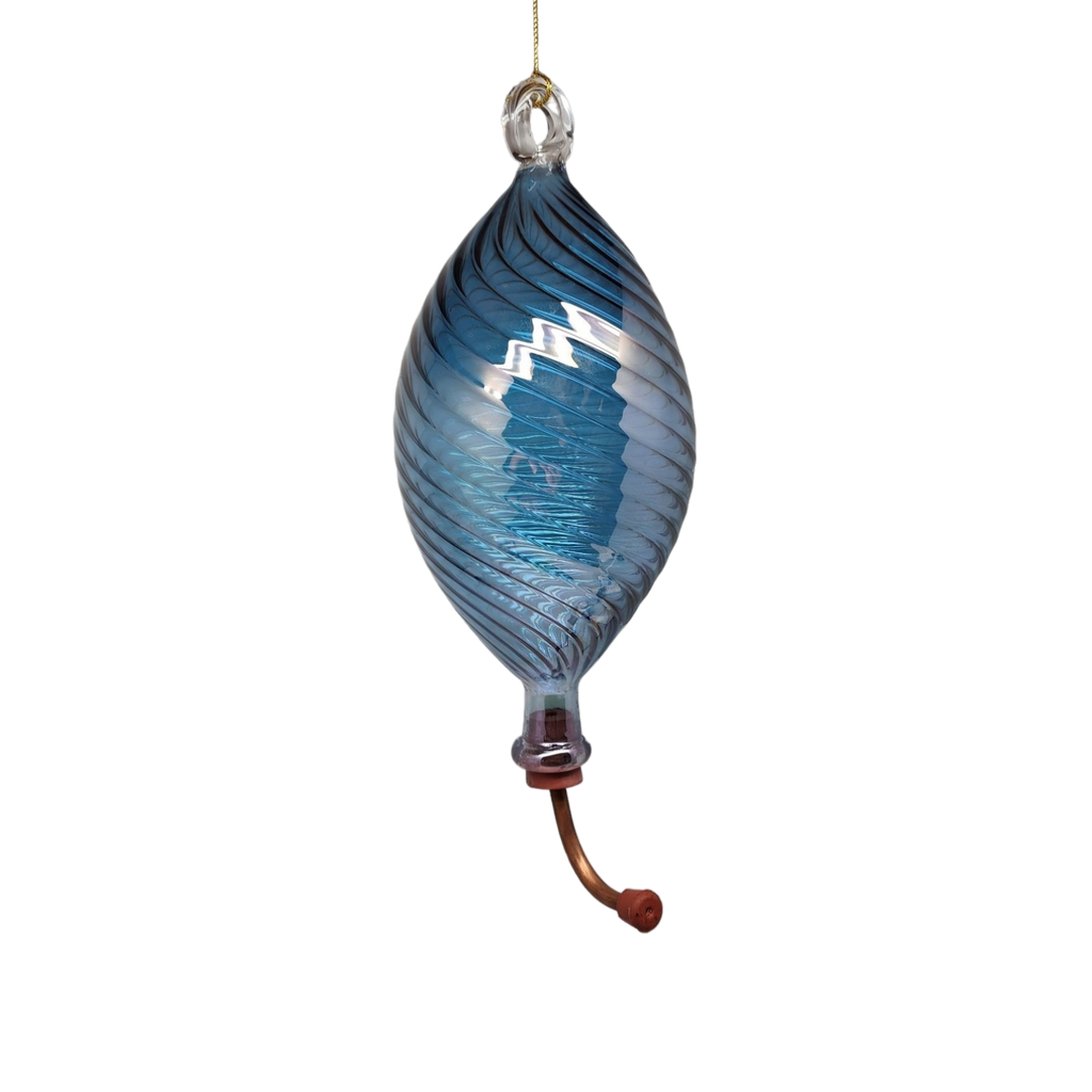 Blown Egyptian Glass Hummingbird Feeder - Blue