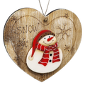 Snowy Smiles Heart Wooden Ornament