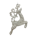 Silver Glittered Reindeer Ornament -  Leaping