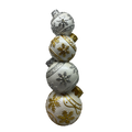 Lighted Silver and Gold Ornament Stack - 15 Inch