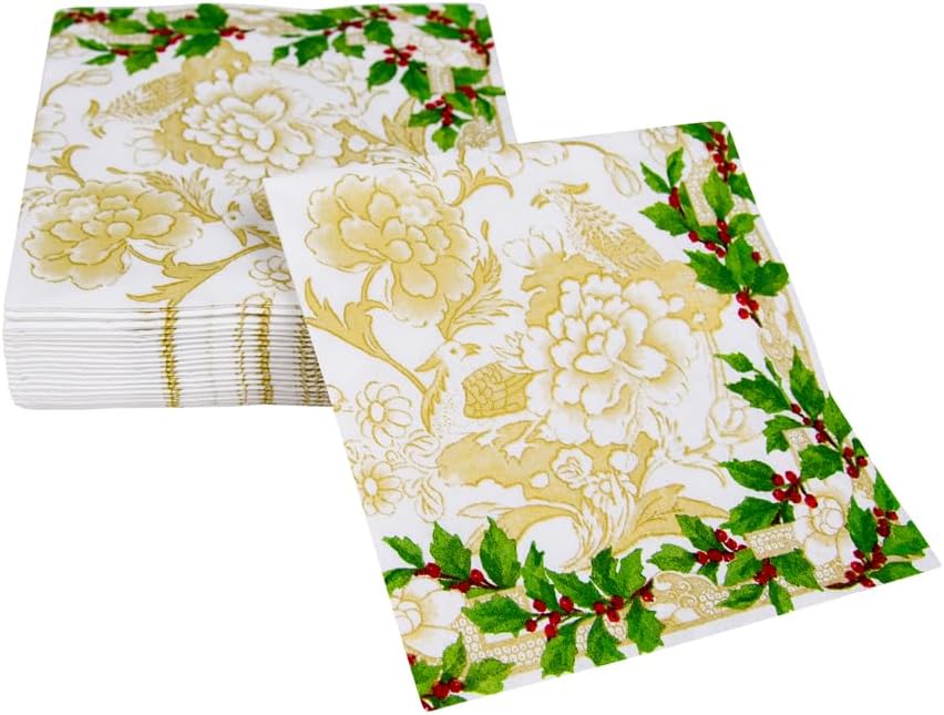 Holly Ceramic Ivory And Gold Cocktail Napkins