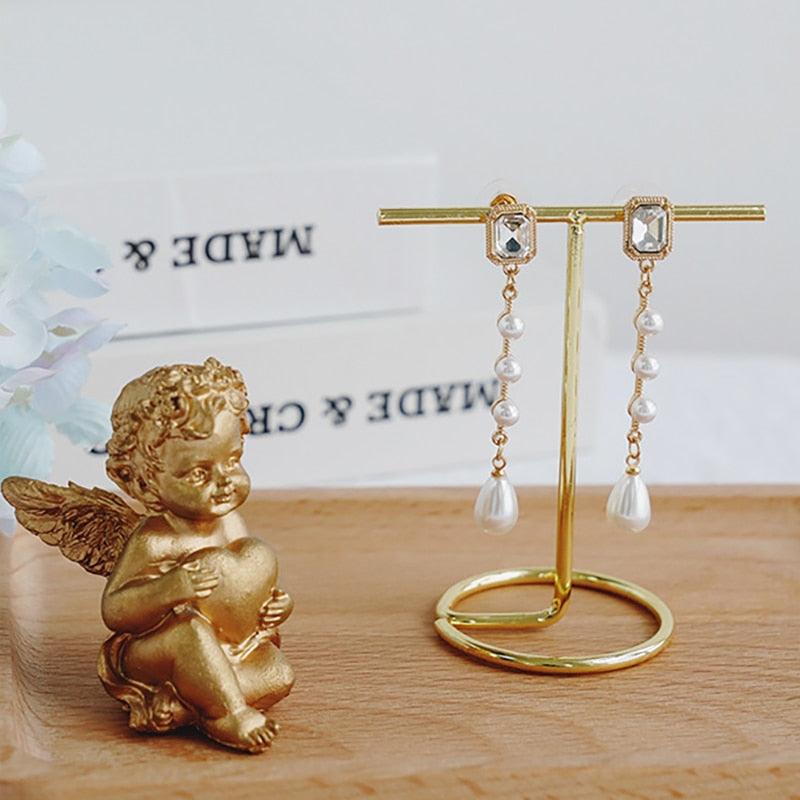Jewelry Organizer Wooden Rack Bracelet Earring Holder Display Decoration Stand Earring Support Display Decoration Rack Small Jewelry Display Holder T-Shaped Iron Fashion Home Bracelet Pendant Jewelry Storage Shelf Stand for Woman Girls