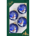 Bell Ringer Snowman on Blue - Glass Ball Ornaments