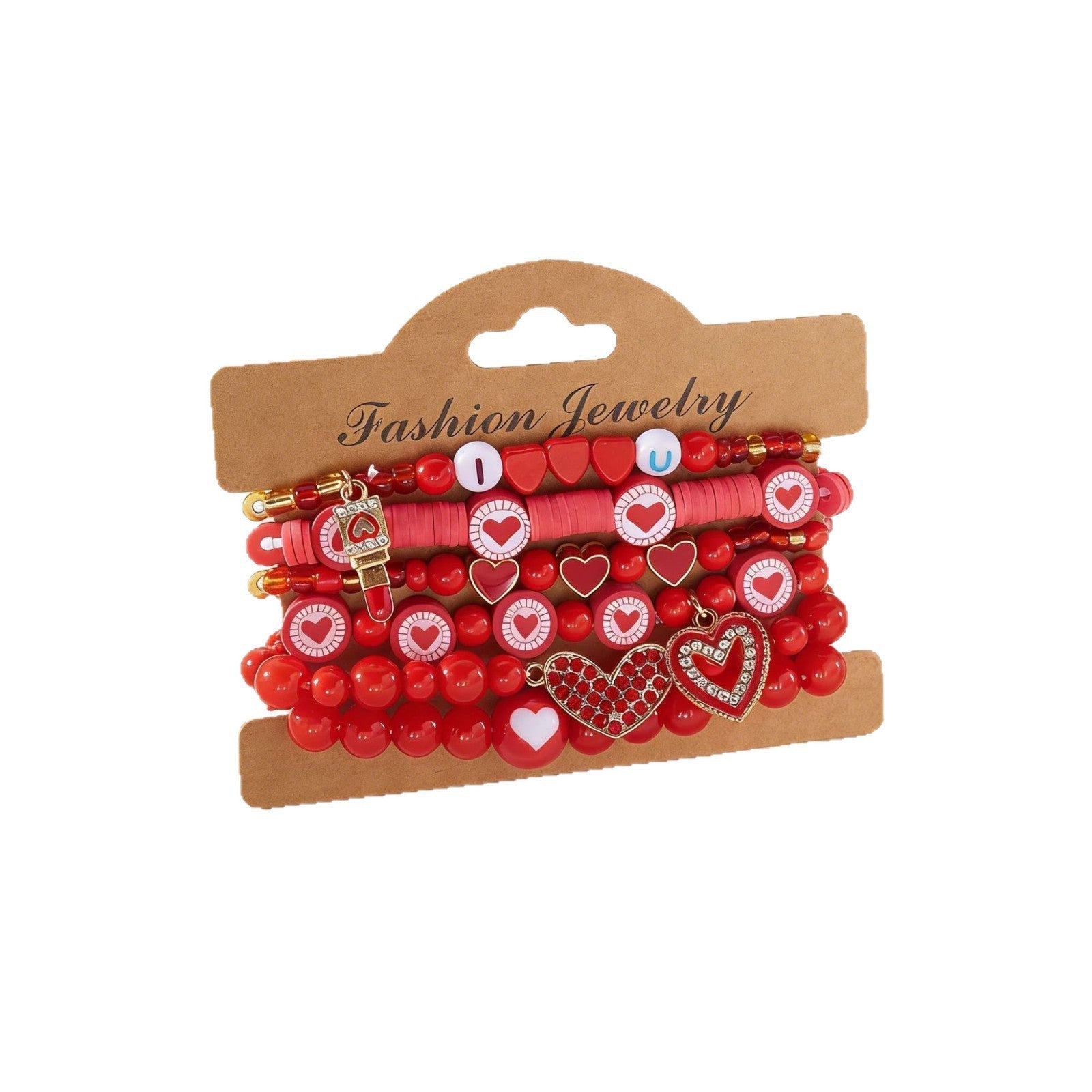 Valentine's Day Heart Beaded Bracelet Set