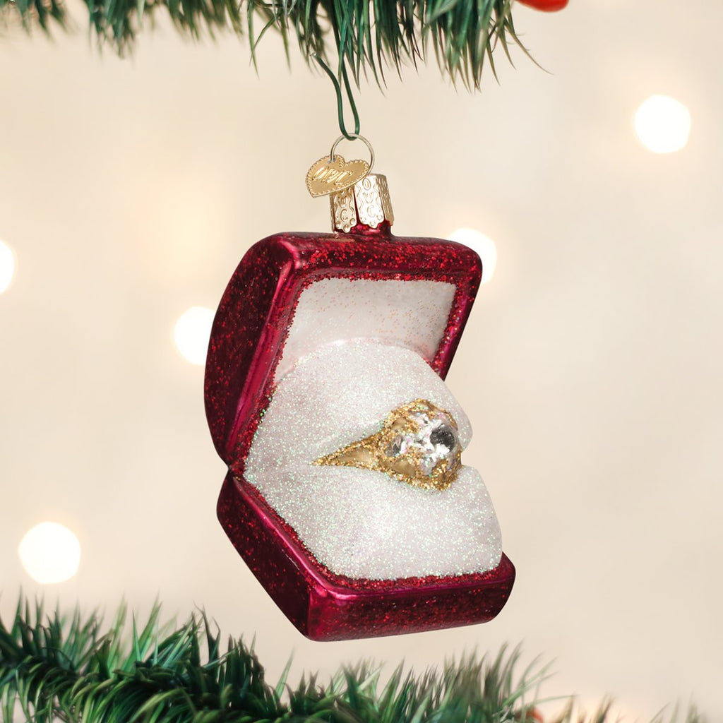 Ring In Box Glass Ornament