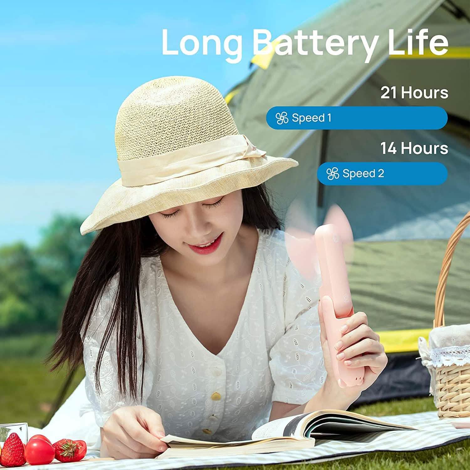 JISULIFE 3-in-1 Portable Small Pocket Fan with Power Bank