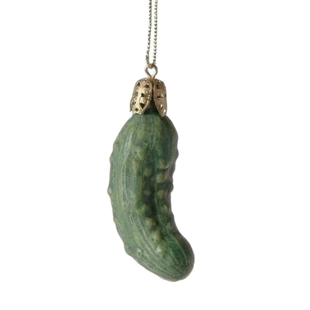 2-Piece Christmas Pickle And Decorated Glass Jar Hanging Ornament