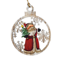 Wooden Ornament - Cheerful Santa with Christmas Tree