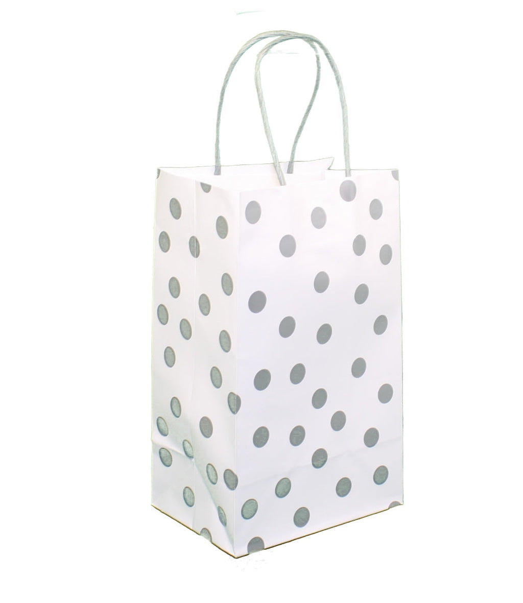 Junior Cub White With Metallic Silver Kraft Gift Bag Set of 8