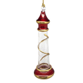 Glass Lighthouse Ornament With Gold Accent - Red