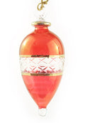 Lattice Glass Ornaments With Gold Accents - Red Teardrop