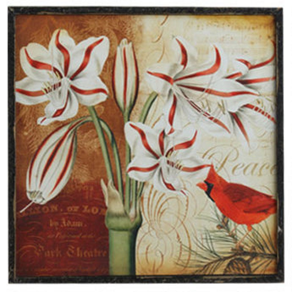 Cardinal And Amaryllis Wall Art