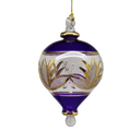 Etched Gold Teardrop Blown Glass Ornament - Purple