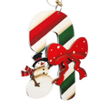 Candy Cane Snowman Christmas Ornament