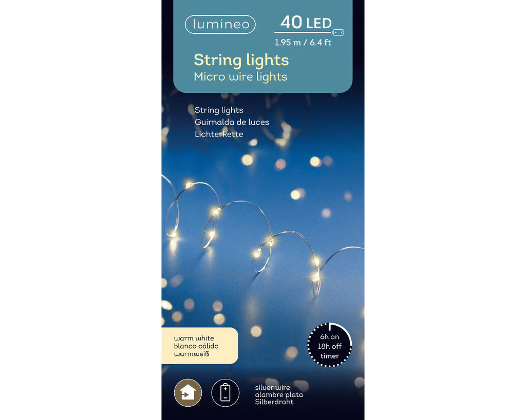 Micro 40-LED Stringlights - Steady - Warm White - Silver Wire