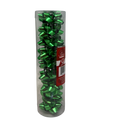 9 Tiny Metallic Bows In A Tube - Green Metallic