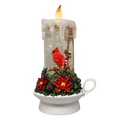 Lighted Cardinal Spinning Water Globe Candle