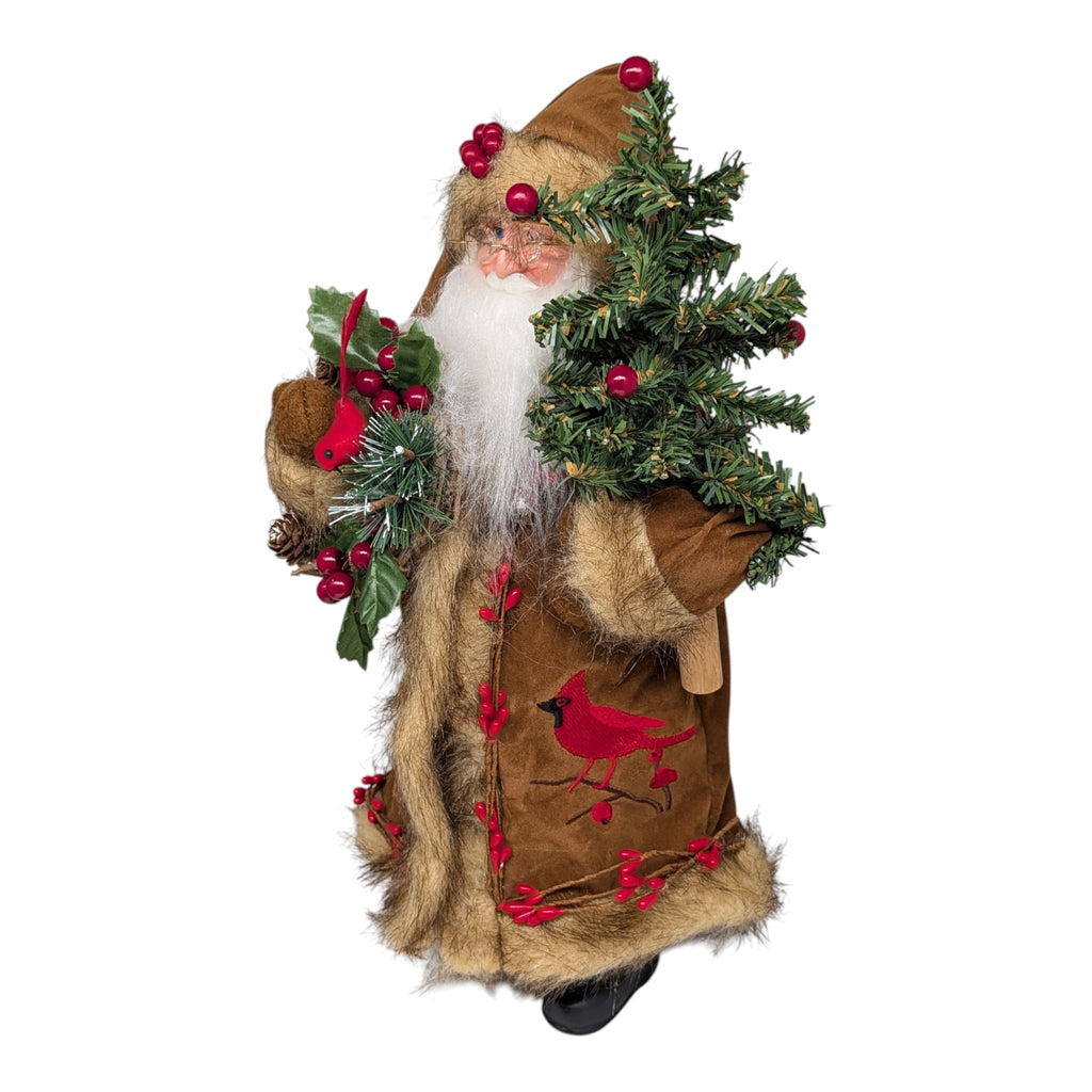 Cardinal and Berries Santa - 15 Inch